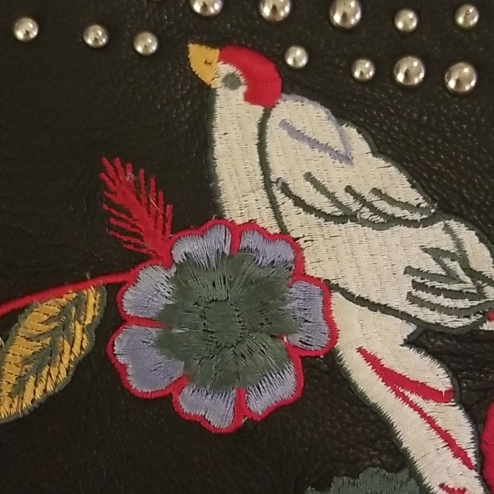 Black embroidered and studded clutch bag - Picture 2 of 3